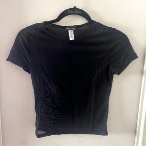 Top Chic Black Mesh Form Fitted T-shirt